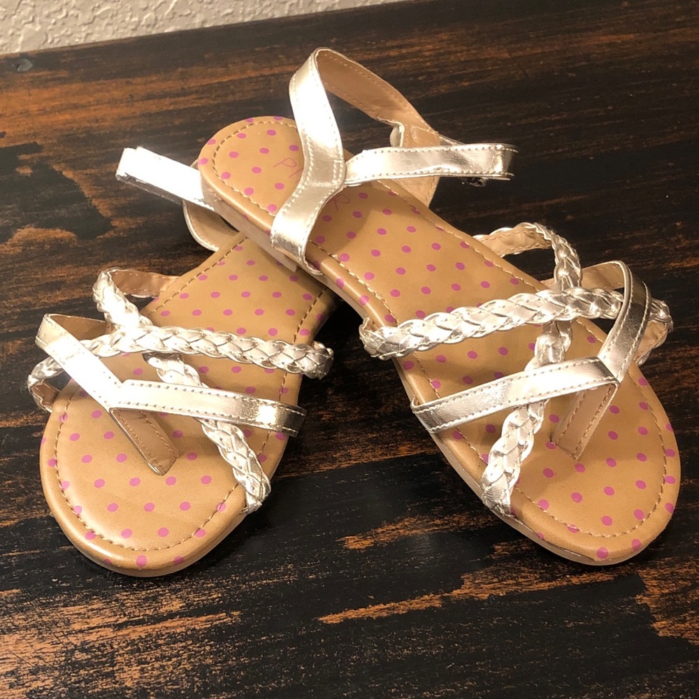 Piper Girls Gold Strapped & Braided Sandals 2 NWOT